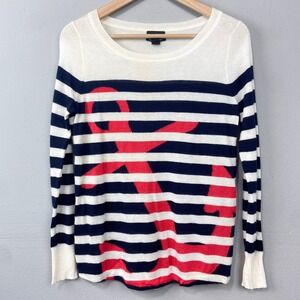 J Crew Collection‎ Italian Cashmere Sweater Top Size XS Nautical Anchor Striped